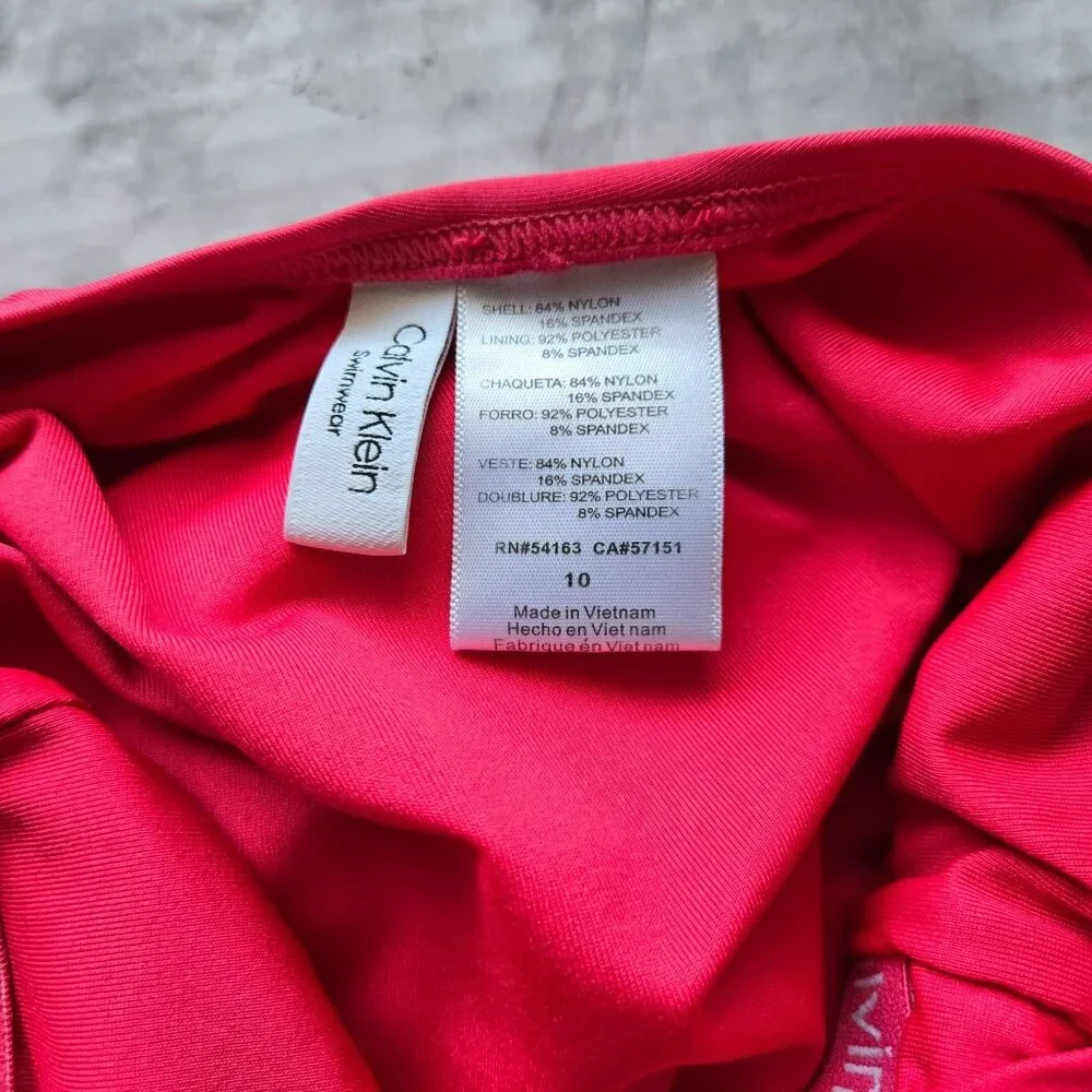 Calvin Klein Ruched Panel One Piece Swimsuit Women's Size 10 - Picture 8 of 9